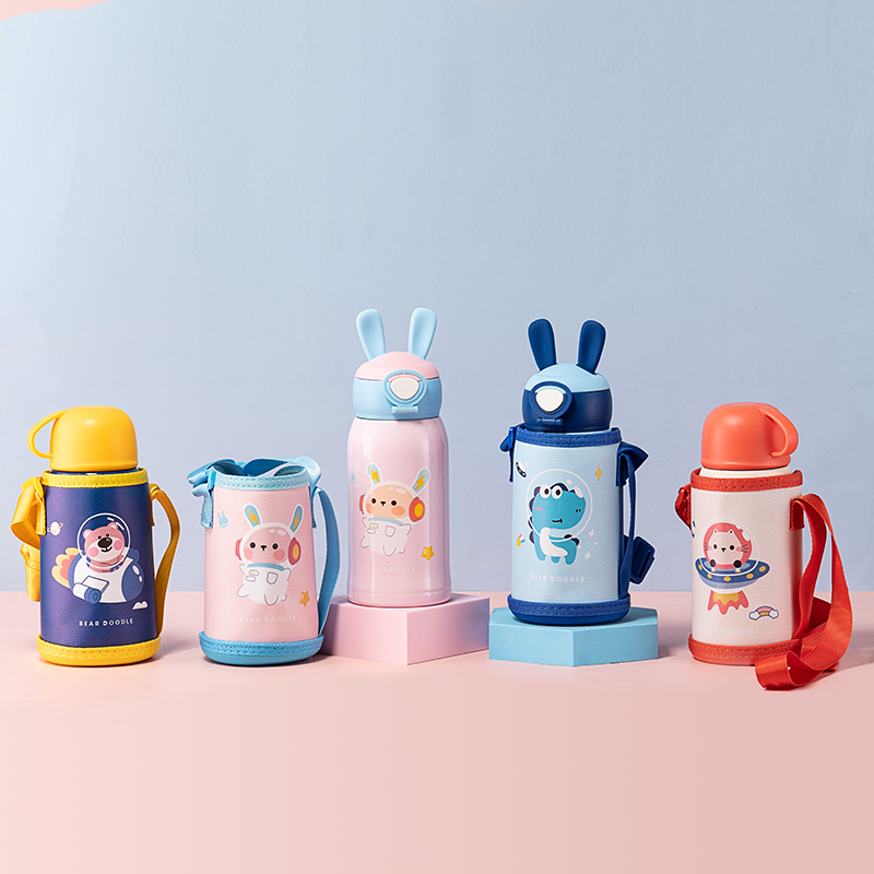 500ML太空历险儿童保温杯304不锈钢小学生一杯两盖水壶